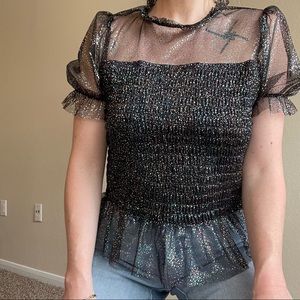 Black sparkle peplum top